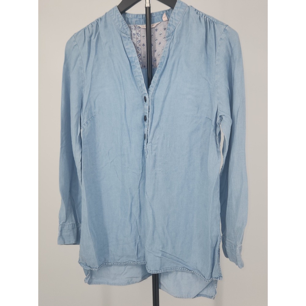 Soft Surroundings Blue Tencel Lyocell Tunic Blouse Light Wash 2DQ99 Small